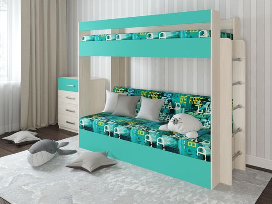 Матрац с чехлом 80*190*10 "Лаворо" (ППУ) (Велюр Music Azure (AT))