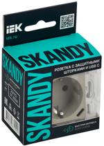 SKANDY Розетка с заземлением с защитными шторками 16А с USB C 18Вт SK-R17B бежевый IEK