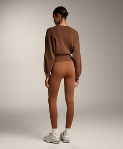 Oysho Джемпер с запахом из трикотажа в рубчик, коричневый