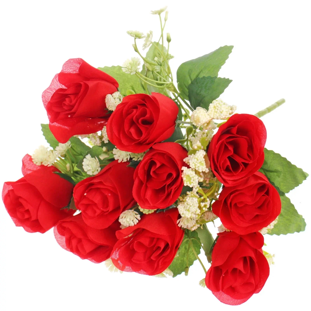 Искусственные цветы «Букет роз» 32см 10 цветков красные