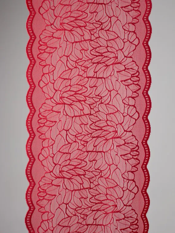 03-295 ОПТ Кружево эластичное 22 см, красный 100