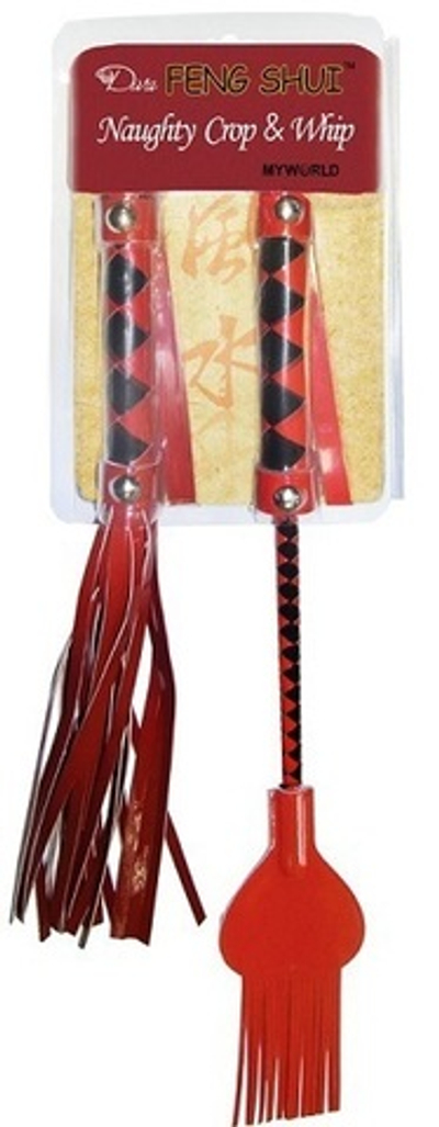 Набор из плетки и стека красного цвета