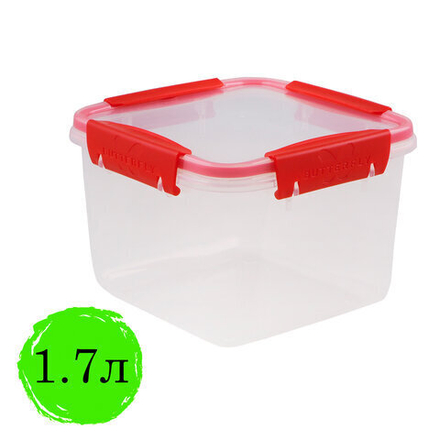 Контейнер с крышкой пищевой 1,7 л герметичный, BUTTERFLY, ланч бокс, 11х15,6х15,6 см, прозрачный, 4378559, 437855900
