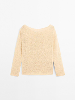 Massimo Dutti Свитер с вырезом «лодочка», ванильный