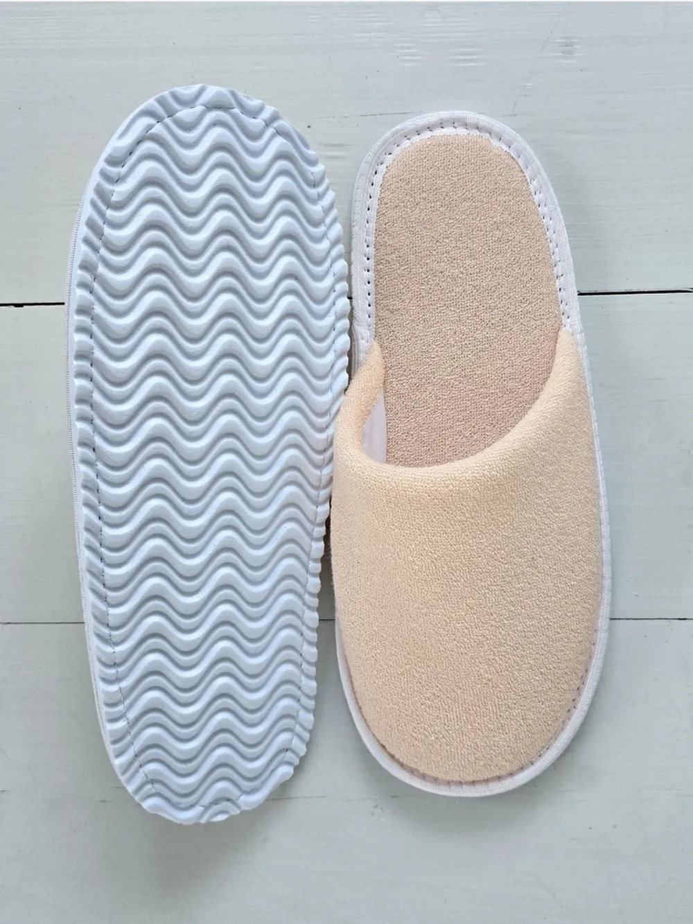 Тапочки трикотажные махровые Нежный персиковый