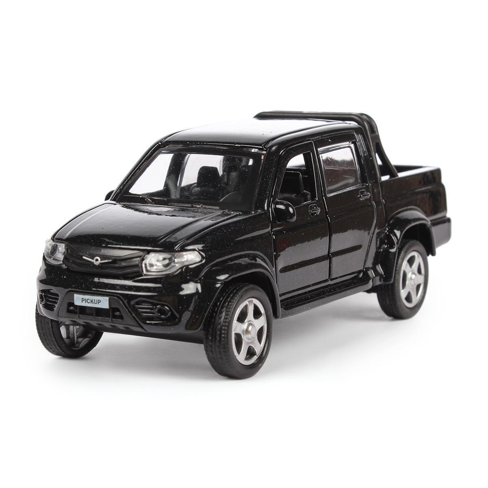 Модель ин. мет. "UAZ Pickup" 12см, открыв. двери, черный в коробка PICKUP-BK (Технопарк)