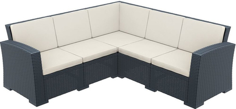 Диван пластиковый плетеный угловой с подушками Siesta Contract Monaco Lounge Corner, антрацит