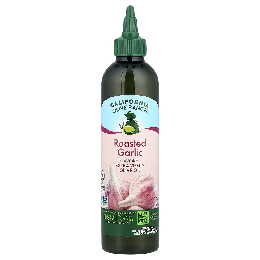 California Olive Ranch, Оливковое масло холодного отжима, обжаренный чеснок, 250 мл (8,5 жидк. Унции)