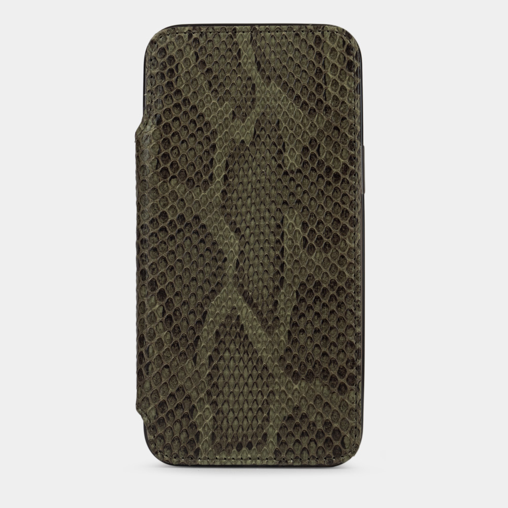 Чехол Benoit для iPhone 15 Pro из кожи питона, зеленого цвета