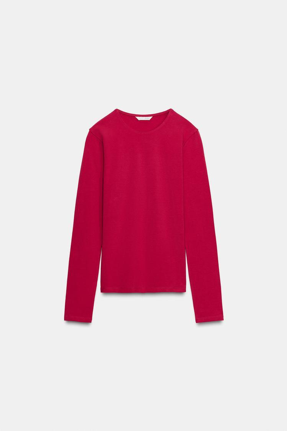 ZARA БАЗОВАЯ ХЛОПКОВАЯ ФУТБОЛКА, ЦВЕТ ФУКСИИ