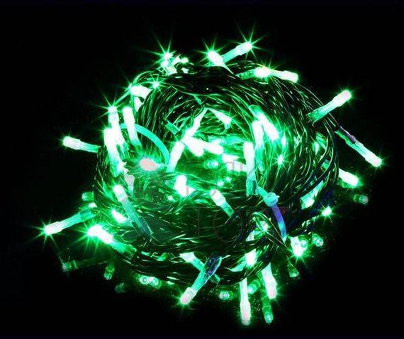 Светодиодная гирлянда мерцающая 10 м, 220-230V., 100 зеленых LED ламп, черный ПВХ, Beauty Led (PST100BL-11-2G)