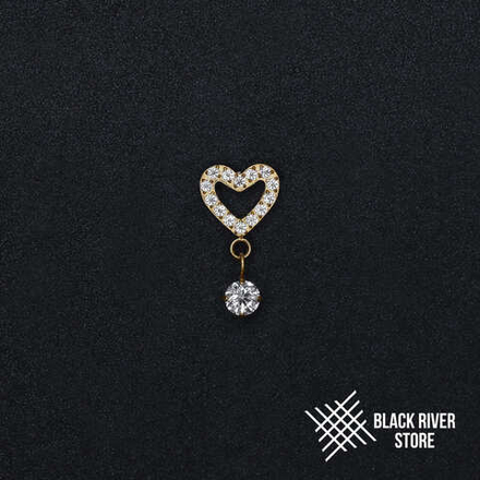 Pendant Heart Round Crystal PVD Yellow