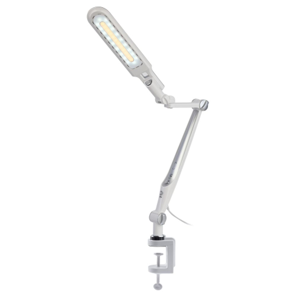 Настольный светильник ЭРА NLED-496-12W-S светодиодный на струбцине серебро | Светодиодные настольные лампы
