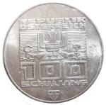 100 шиллингов. XII зимние Олимпийские игры в Инсбруке - Лыжник. Австрия. 1976 год. Серебро. AU