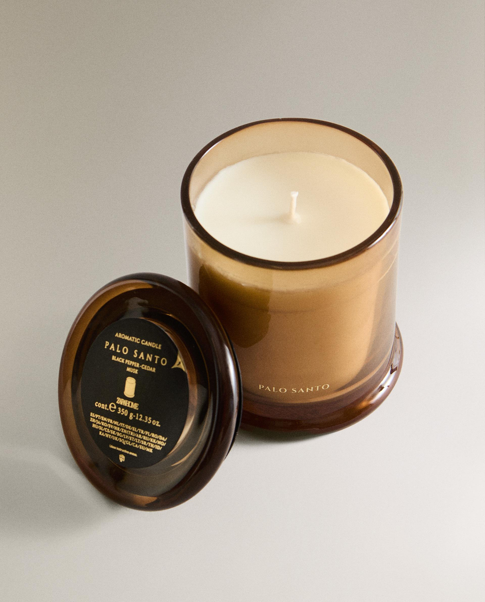 Zara Home Свеча ароматическая Palo Santo 350 г, растительный воск, аромат восточный древесный, Коричневый