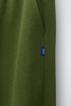ZARA БРЮКИ BARREL ИЗ ФУТЕРА, ЗЕЛЕНЫЙ