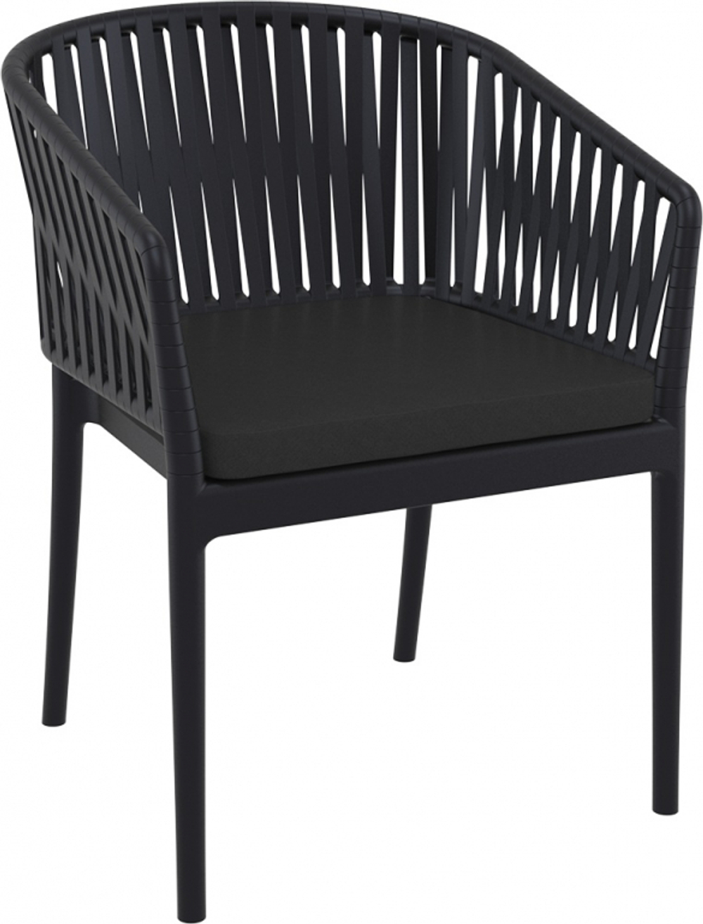 Кресло пластиковое с подушками Siesta Contract Portofino, черный, черный