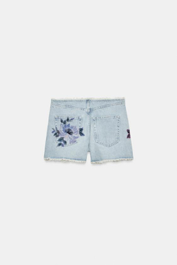 ZARA ДЖИНСОВЫЕ ШОРТЫ Z1975 С БАХРОМОЙ, ГОЛУБОЙ