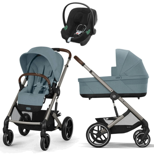 Коляска Cybex Balios S Lux TPE complete Aton B2 Volcano Black 3 в 1 Stormy Blue с дождевиками