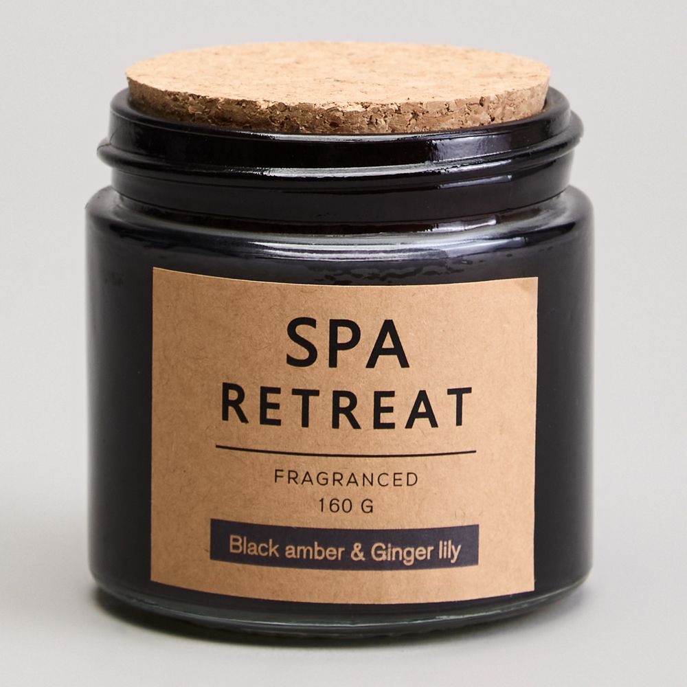 СВЕЧА АРОМАТИЗИРОВАННАЯ В СТАКАНЕ "SPA RETREAT" BLACK AMBER&CINGER LILY 7,3*7,4 СМ МАЛ.= 12ШТ.