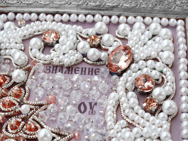 ЖС-12-СР Набор для вышивания хрустальными камнями Богородица Знамение (розовый)