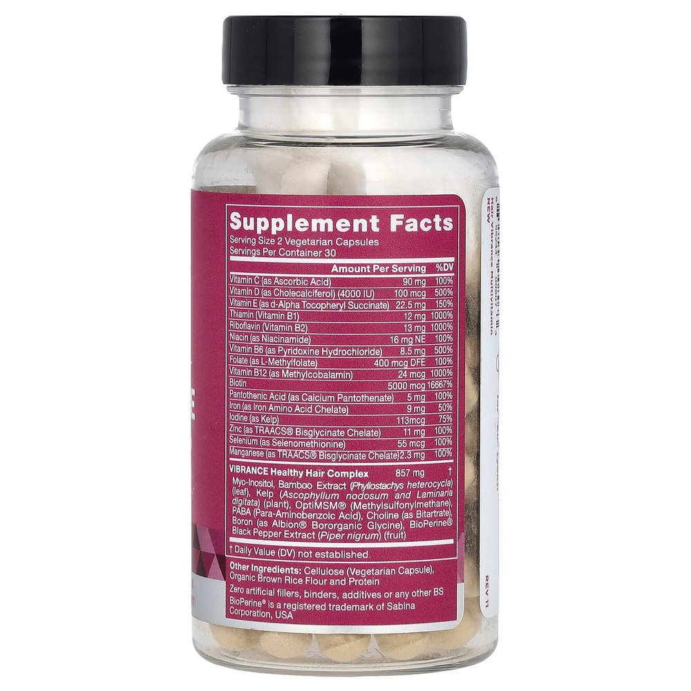 Eu Natural, Hair Vibrance, мультивитамины для волос и биотин, 60 вегетарианских капсул