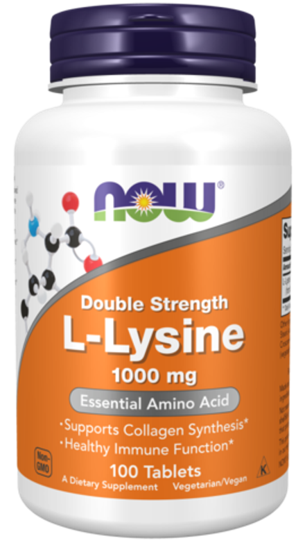 NOW Foods, L-лизин двойной концентрации, Double Strength L-Lysine 1000 mg, 100 таблеток