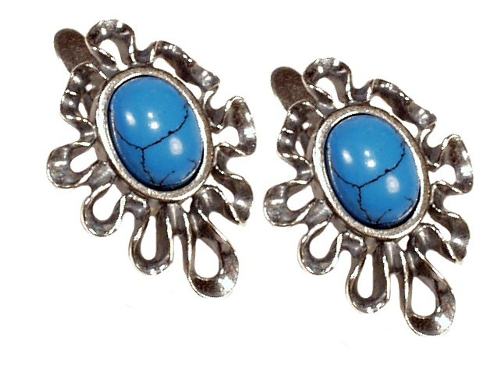 "Гжель" серьги в серебряном покрытии из коллекции "Города России" от Jenavi с английским замком