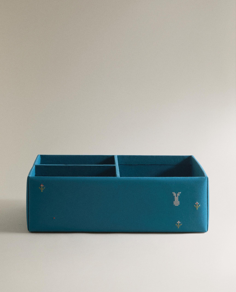Zara Home Корзина из плетёной бумаги, цвет синий, 39 см