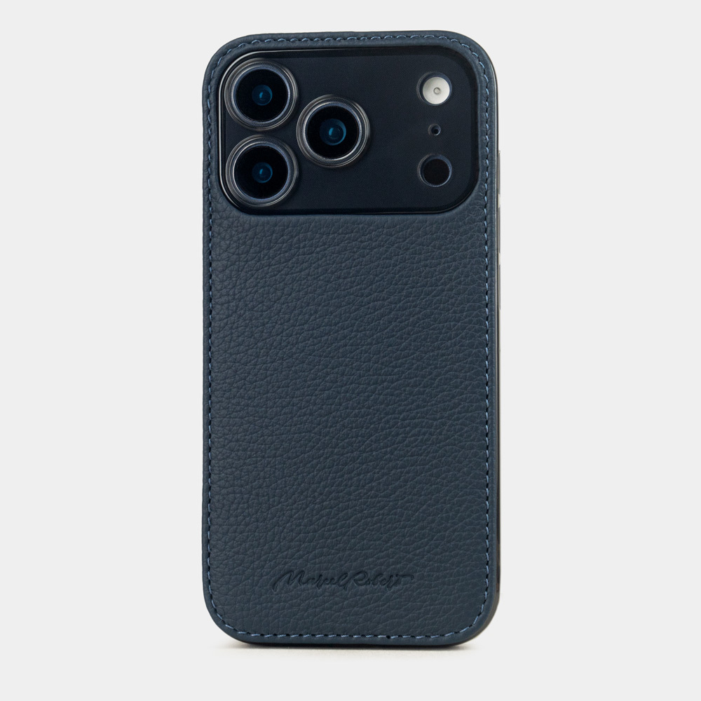 Чехол-накладка кожаная для iPhone 17 Pro Max, теленок синего цвета