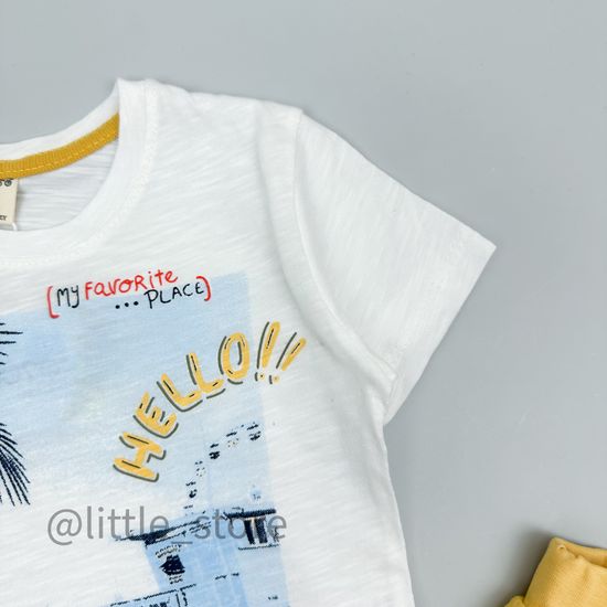 Комплект хлопковый "Hello" белый/желтый
