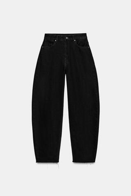 ZARA ДЖИНСЫ BARREL TRF С ВЫСОКОЙ ПОСАДКОЙ, ЧЕРНЫЙ