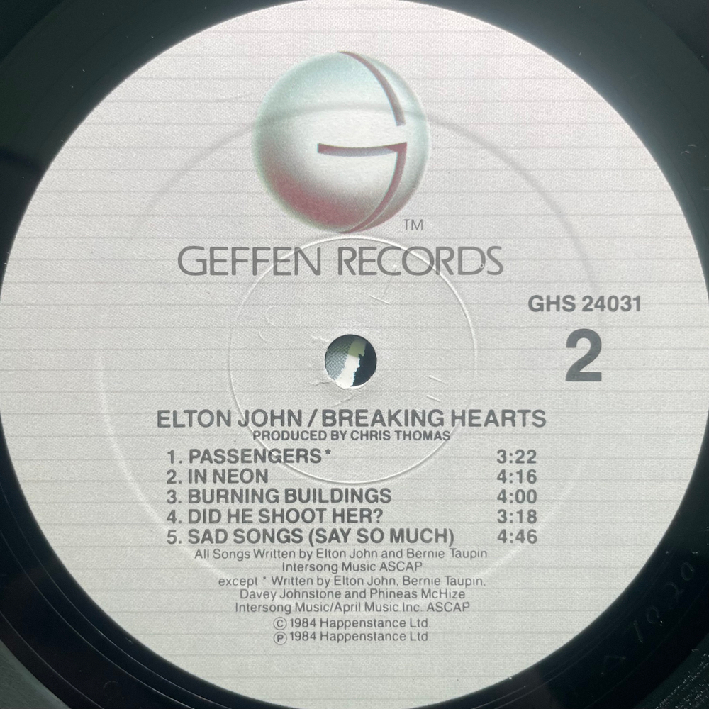 Виниловая пластинка Elton John ‎– Breaking Hearts LP