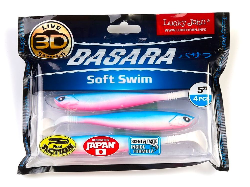 Виброхвост LUCKY JOHN Basara Soft Swim 3D, 5.0in (127 мм), цвет PG05, 4 шт/уп
