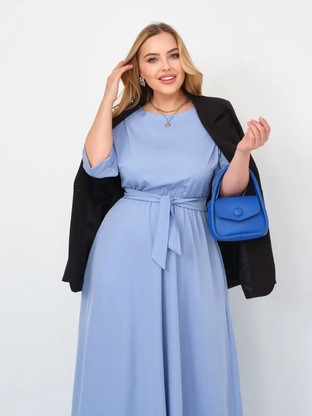 Платье на резинке с поясом