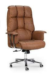 Кресло офисное  Президент  сталь + хром  коричневая №321  экокожа