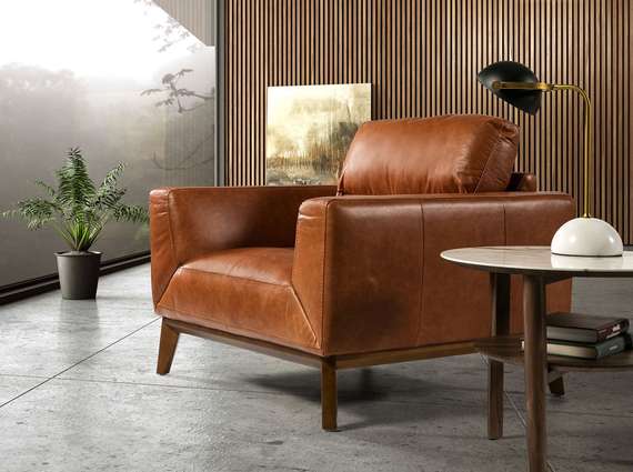 Кресло Angel Cerda KF1016-1P, коричневая кожа