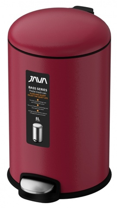 Ведро для мусора с МИКРОЛИФТОМ (круг. КРАСНЫЙ)  8л. JAVA