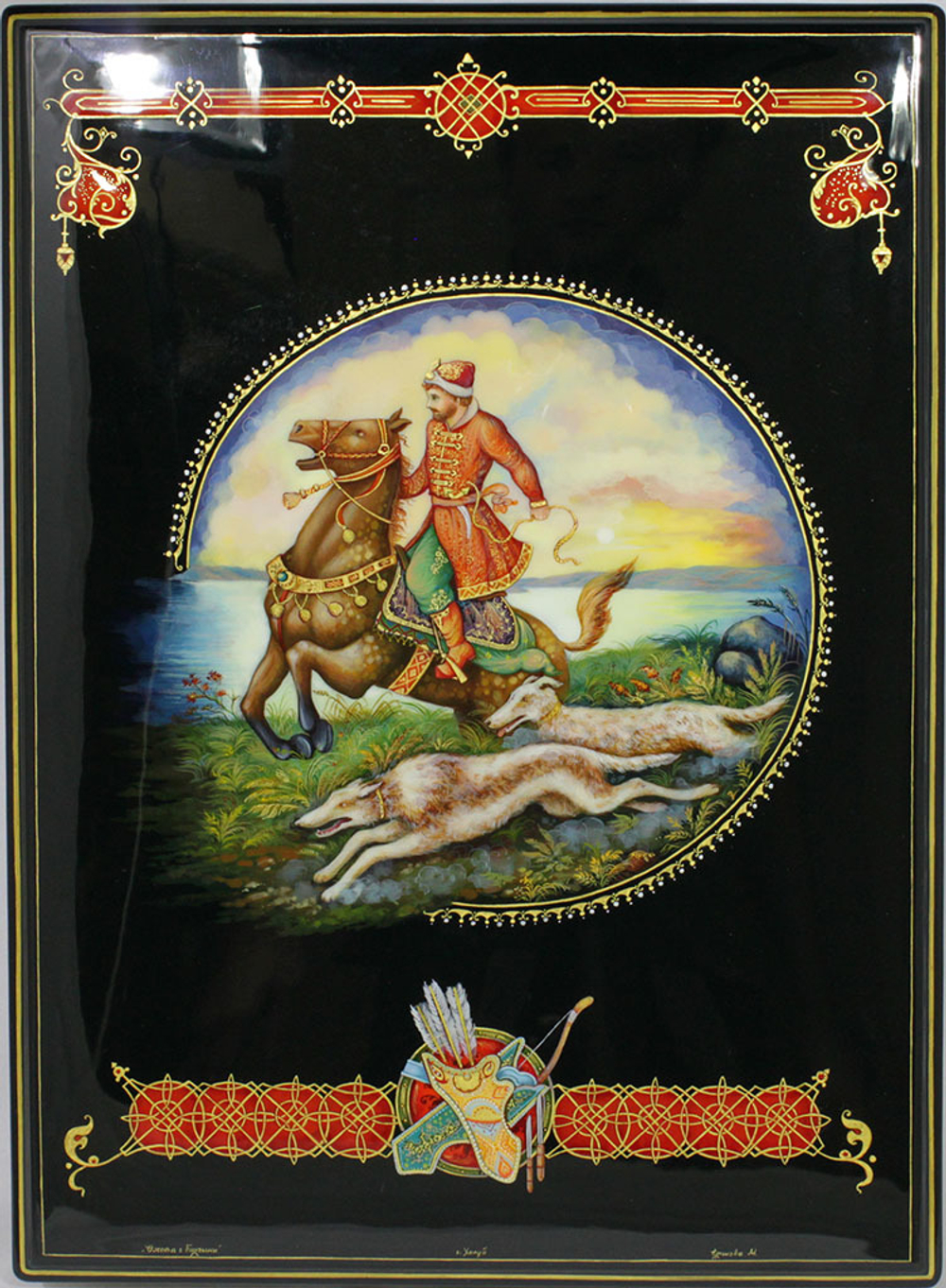 Шкатулка под бумаги "Охота с борзыми" №2