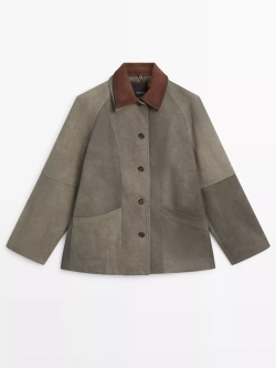 Massimo Dutti Непромокаемая куртка с двухслойным воротником, темный хаки