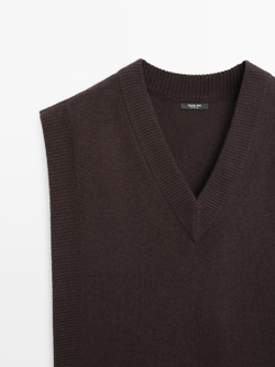 Massimo Dutti Жилет с V-образным вырезом, шоколадный