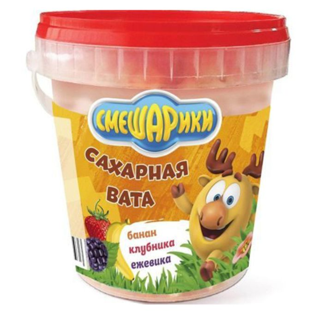 Сладкая вата Смешарики Банан/клубника/ежевика 50 гр