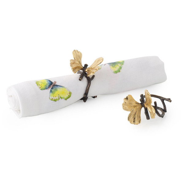 Набор колец для салфеток 7см 4шт Michael Aram Бабочки гинкго