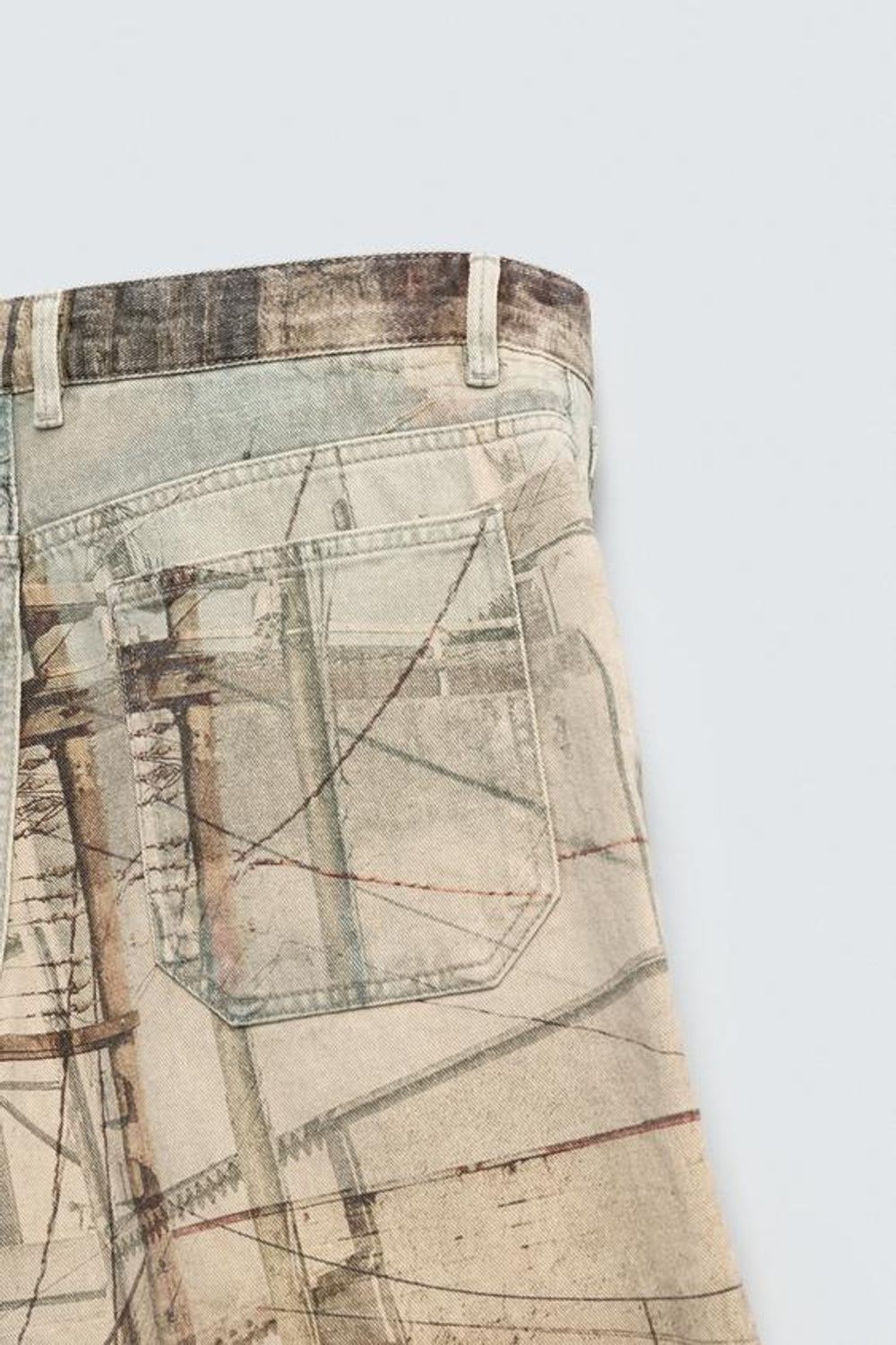 ZARA ШОРТЫ BAGGY С АБСТРАКТНЫМ ПРИНТОМ, РАЗНОЦВЕТНЫЙ