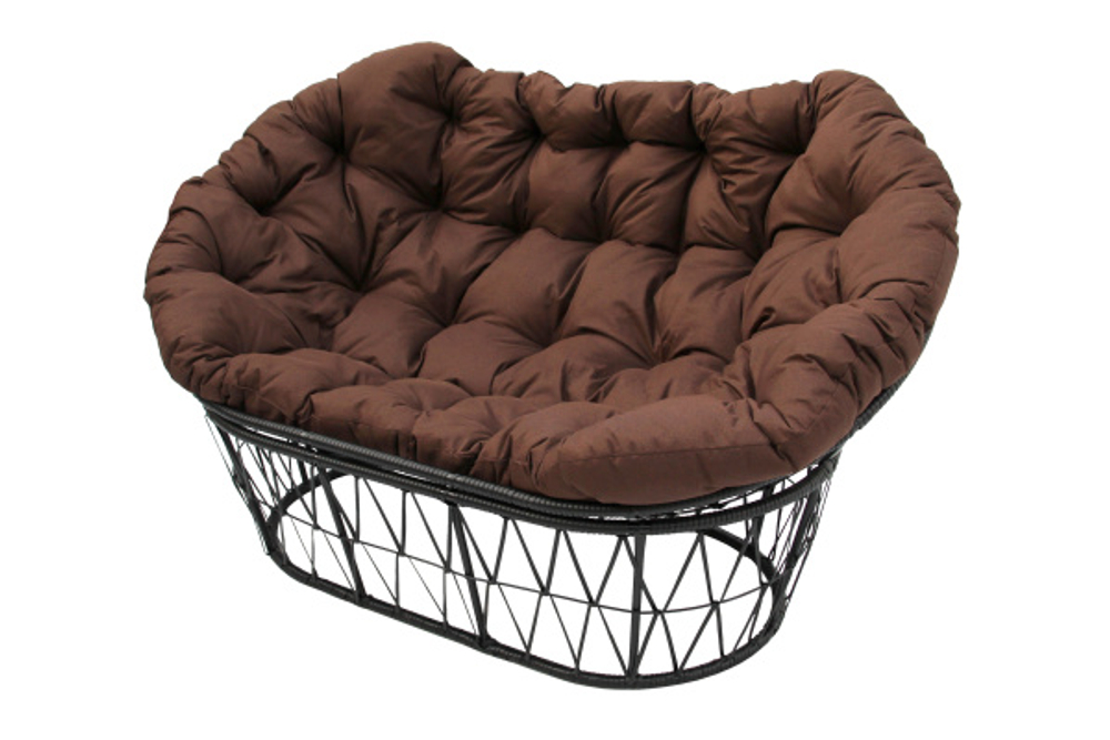 Диван Garden Story Мамасан ротанг искусственный 1 уп (диван черный+ подушка коричневая+подставка) (М)