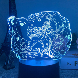 Акриловый светильник на черной подставке "Genshin Impact / Геншин - Ху Тао"