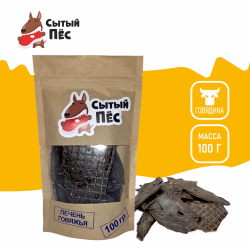 Лакомства для собак Сытый пёс / Печень говяжья / 500 грамм