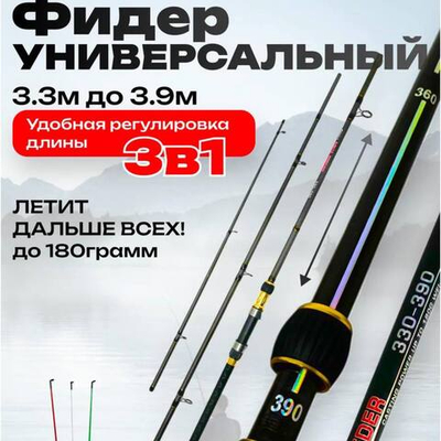 Телескопическое фидерное удилище 3,3м-3,9м