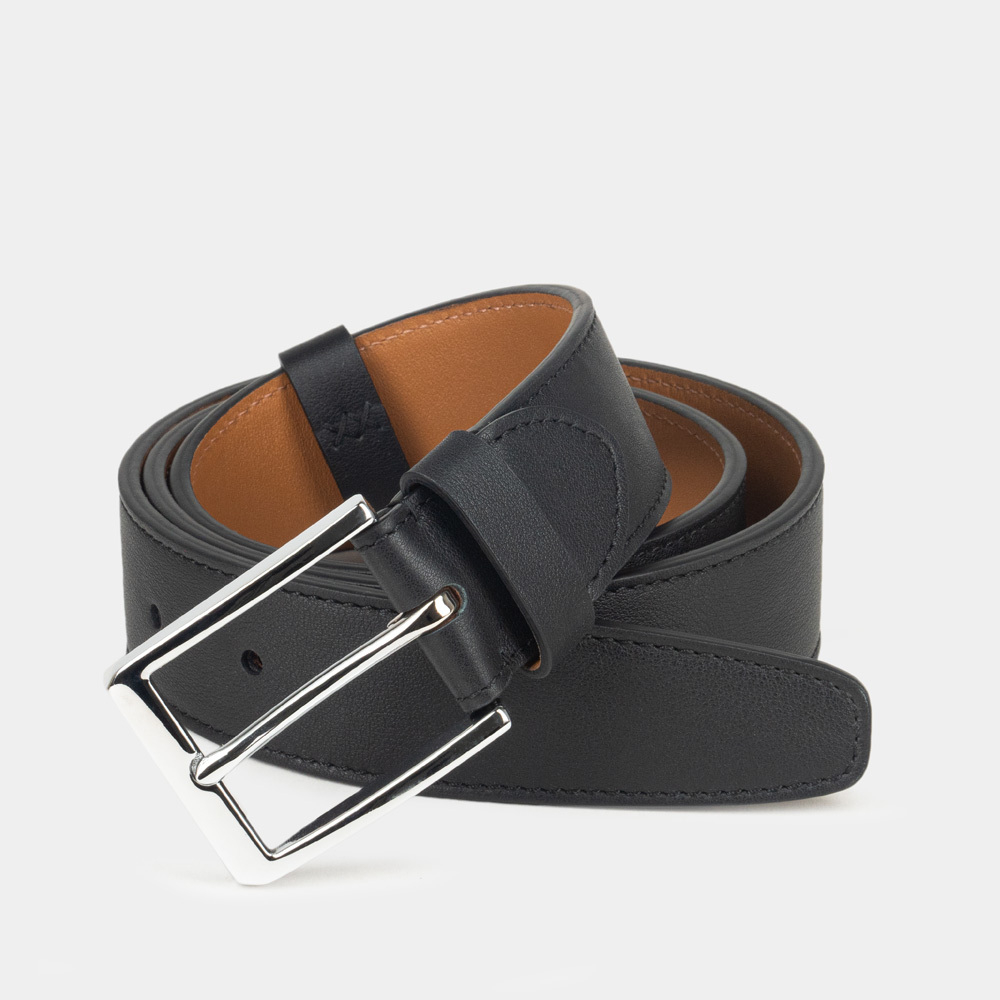 Ремень кожаный мужской из натуральной телячьей кожи 40 мм, чёрный