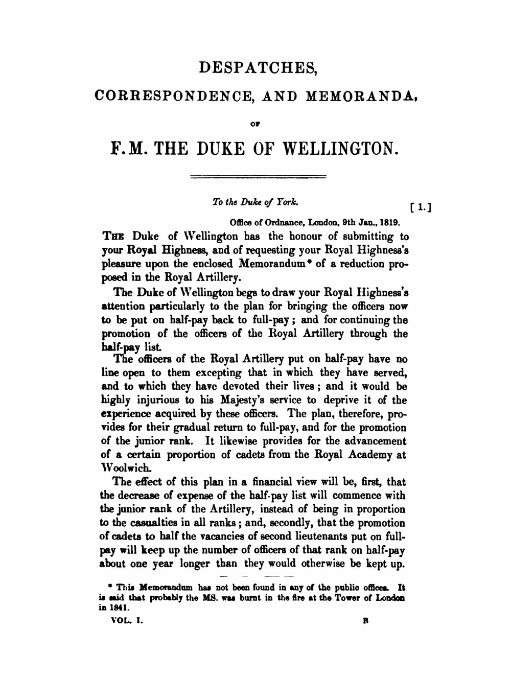 Despatches, Correspondence, and Memoranda of Field Marshall Arthur, Duke of Wellington, K.G.. Volume 1 | Arthur Wellesley Wellington